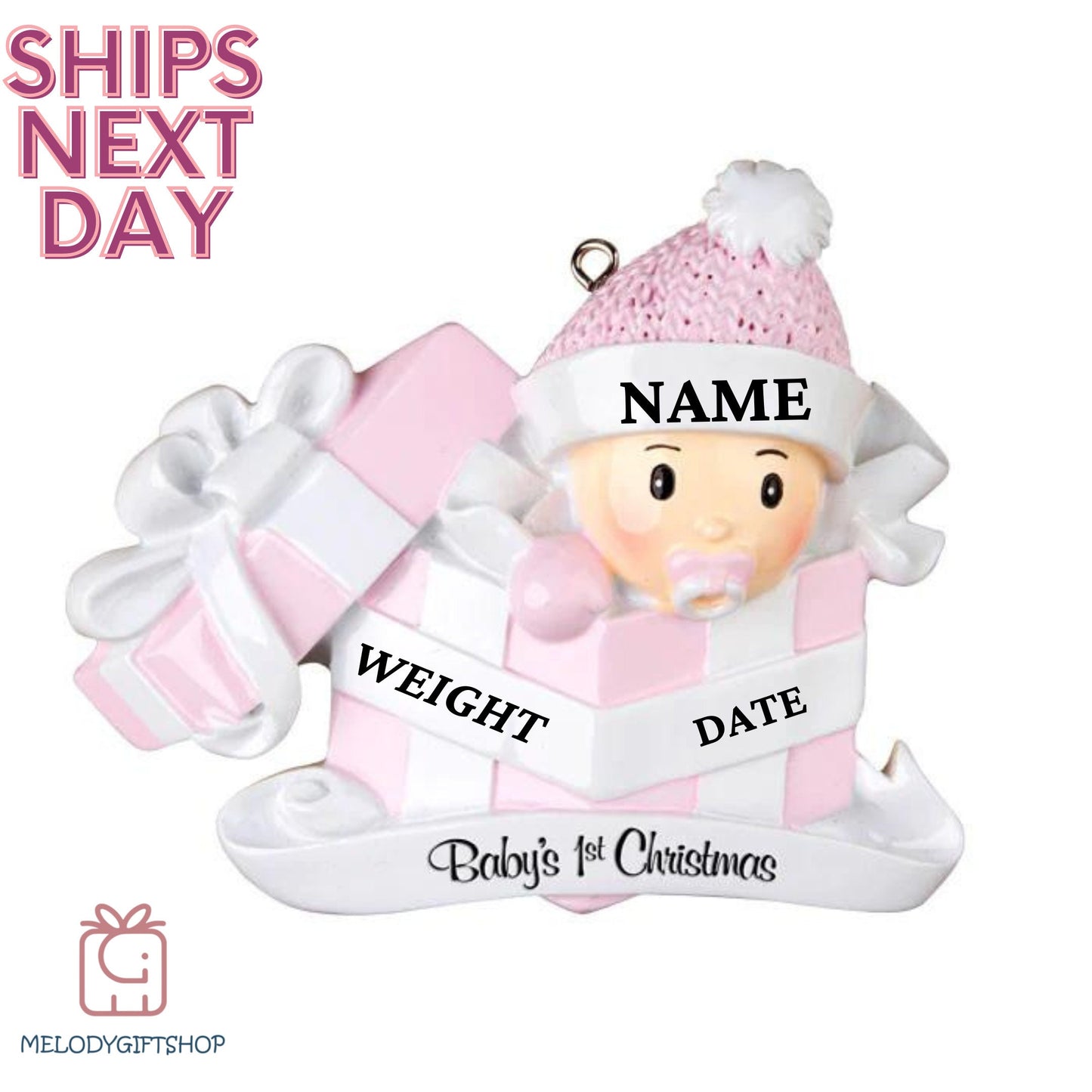 Personalized Baby Girl First Christmas Ornament 2023, Baby Girl Ornament 2023, Personalized Baby's 1st Christmas Ornament, Newborn /New Baby