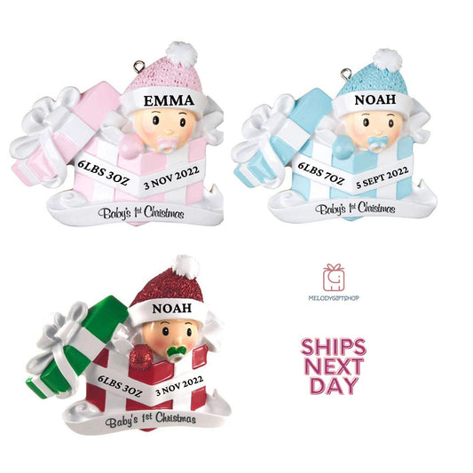 Baby First Christmas Ornament 2024 Baby Boy and Girl Ornament 2024 Personalized Baby's 1st Christmas Ornament Newborn / New Baby gift