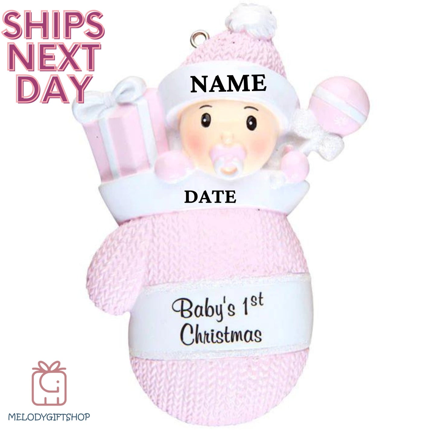 Personalized Baby First Christmas Ornament, 1st Christmas Baby Girl Ornament, Christmas Keepsake, Gift for Newborn Baby, 2023