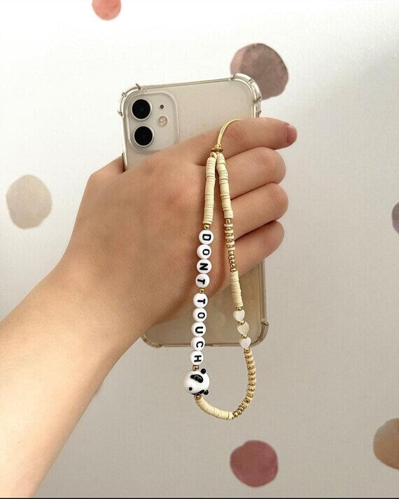 Custom Phone charm,custom name beaded phone charm,phone chain, heishi bead custom phone accessories,custom 90’s style phone charm,