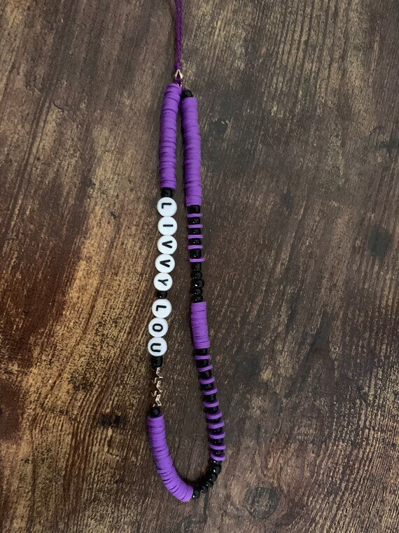 Custom Phone charm,custom name beaded phone charm,phone chain, heishi bead custom phone accessories,custom 90’s style phone charm,