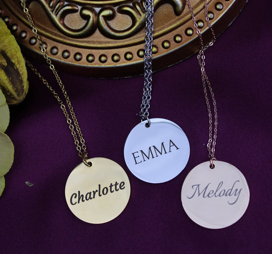Custom Name Necklace Personalized Jewelry Custom Initials Necklace Disc Necklace Name Necklace Personalized Name Necklace