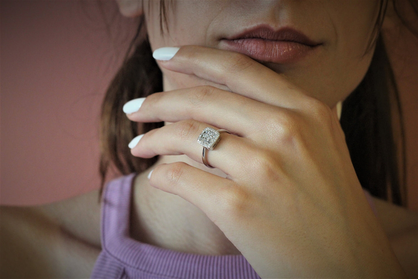 Big Square Diamond Ring 0.55 CT Real Diamonds Solid Gold Engagement Ring, Custom 14K and 18K White Gold, Yellow Gold or Rose Gold Ring Band