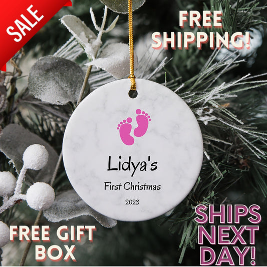 Baby's First Christmas Ornament,Personalized First Christmas Ornament, 1st Christmas Baby Boy Girl Ornament,Newborn Baby Ornament