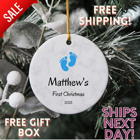 Baby's First Christmas Ornament,Baby Boy Ornament,Personalized First Christmas Ornament, Christmas Baby Boy Ornament,Newborn Baby Ornament