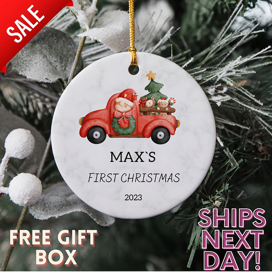 Baby's First Christmas Ornament Personalized First Christmas Truck Ornament Custom Baby Boy Truck Ornament Christmas Ornament