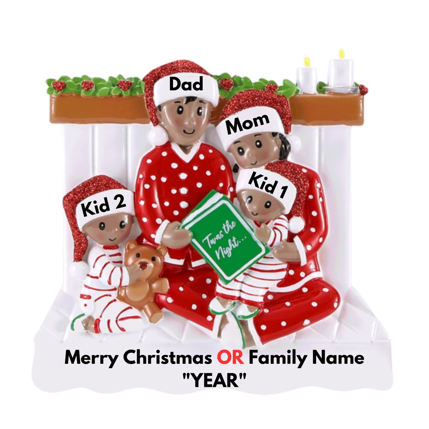 African American Christmas Family Ornaments 2024 - Family Christmas Ornament Personalized 2023 - Ornament for Christmas Family of 2 3 4 5 6