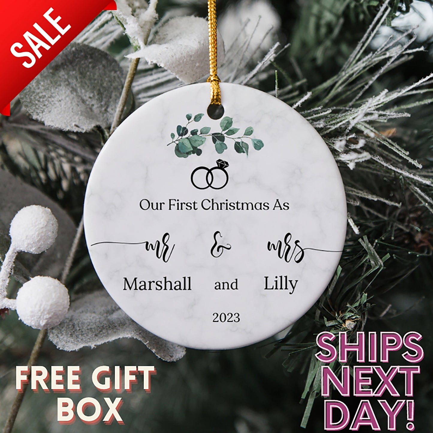 First Christmas Married Ornament 2023-Mr and Mrs Christmas Ornament-Our First Christmas Married as Mr and Mrs Ornament-Couple Ornament