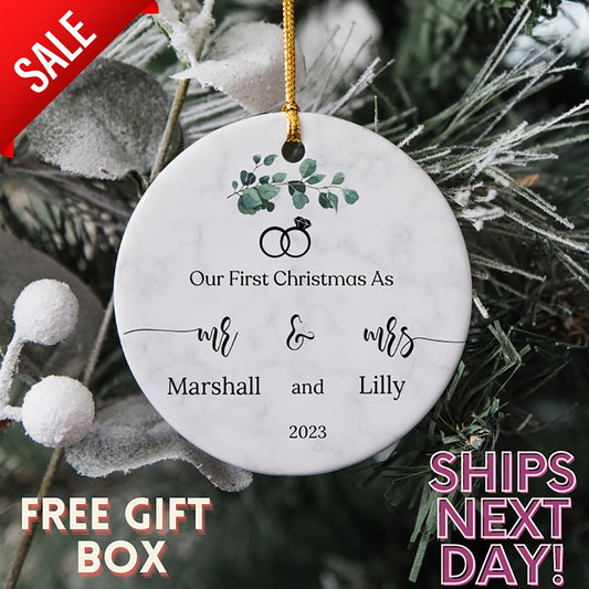 First Christmas Married Ornament 2023-Mr and Mrs Christmas Ornament-Our First Christmas Married as Mr and Mrs Ornament-Couple Ornament