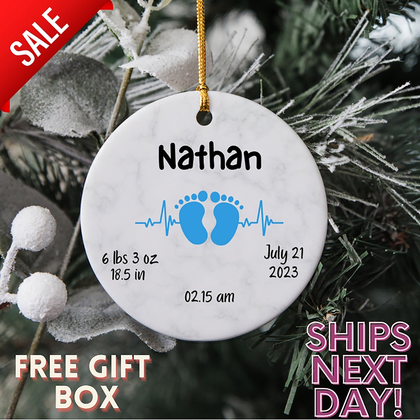 Baby's First Christmas Ornament Personalized Baby First Christmas Ornament Custom Baby Christmas Ornament Baby Boy's 1st Christmas