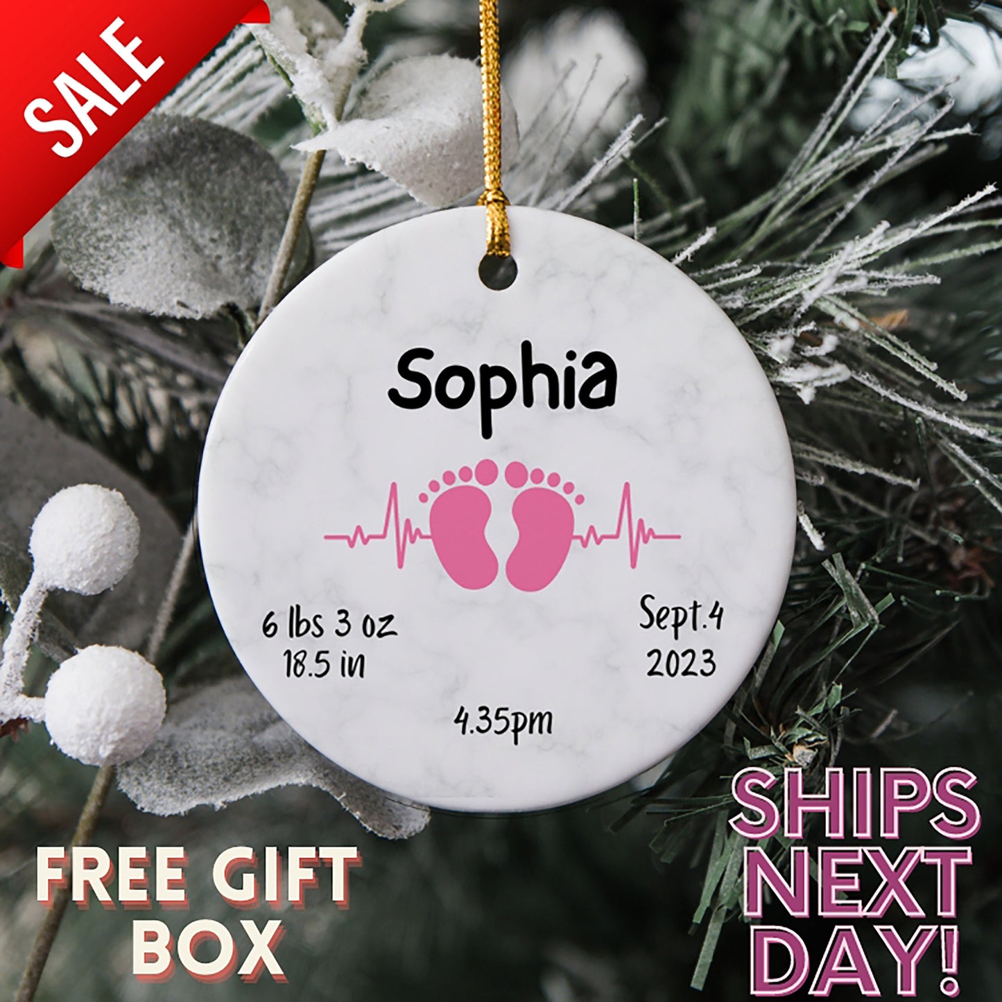 Baby's First Christmas Ornament Personalized Baby First Christmas Ornament Custom Baby Christmas Ornament Baby Girl's 1st Christmas