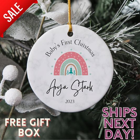 Baby's First Christmas Ornament-Personalized First Christmas Baby Ornament Custom Baby Name Christmas Ornament-2023 Baby First Christmas
