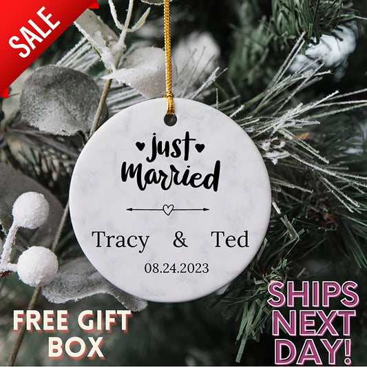 Just Married Ornament 2023 - Mr and Mrs Christmas Ornament - Our First Christmas Married as Mr and Mrs Ornament - Couple Ornament