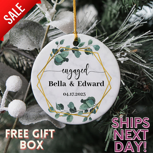 Engaged Christmas Ornament Personalized First Christmas Engaged Couple Ornament Married Ornament Personalized Our First Married Christmas