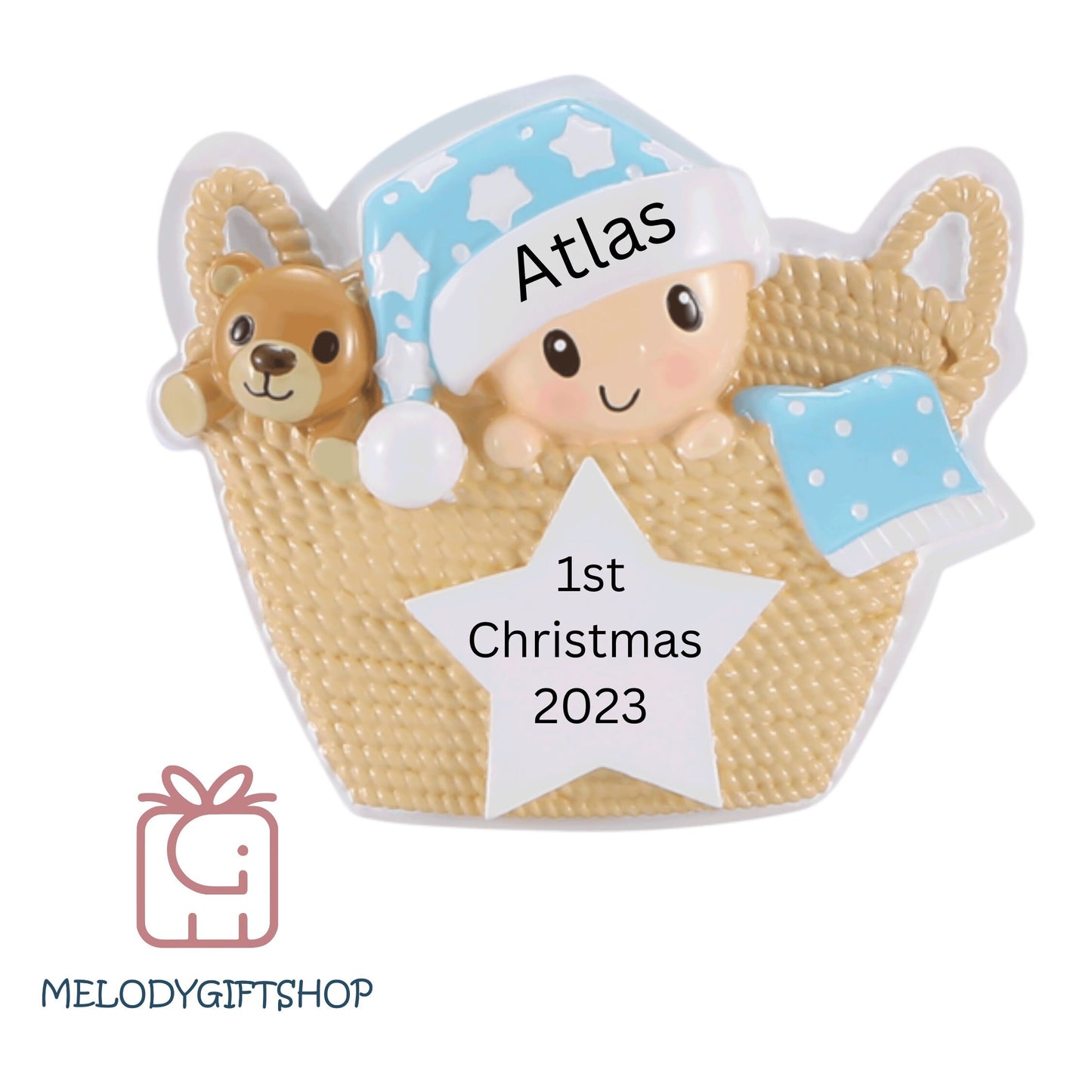Personalized Baby's 1st Christmas Ornament 2023, Baby's 2nd Christmas Ornament, Custom Newborn for New Mom Baby Shower Customized Gift