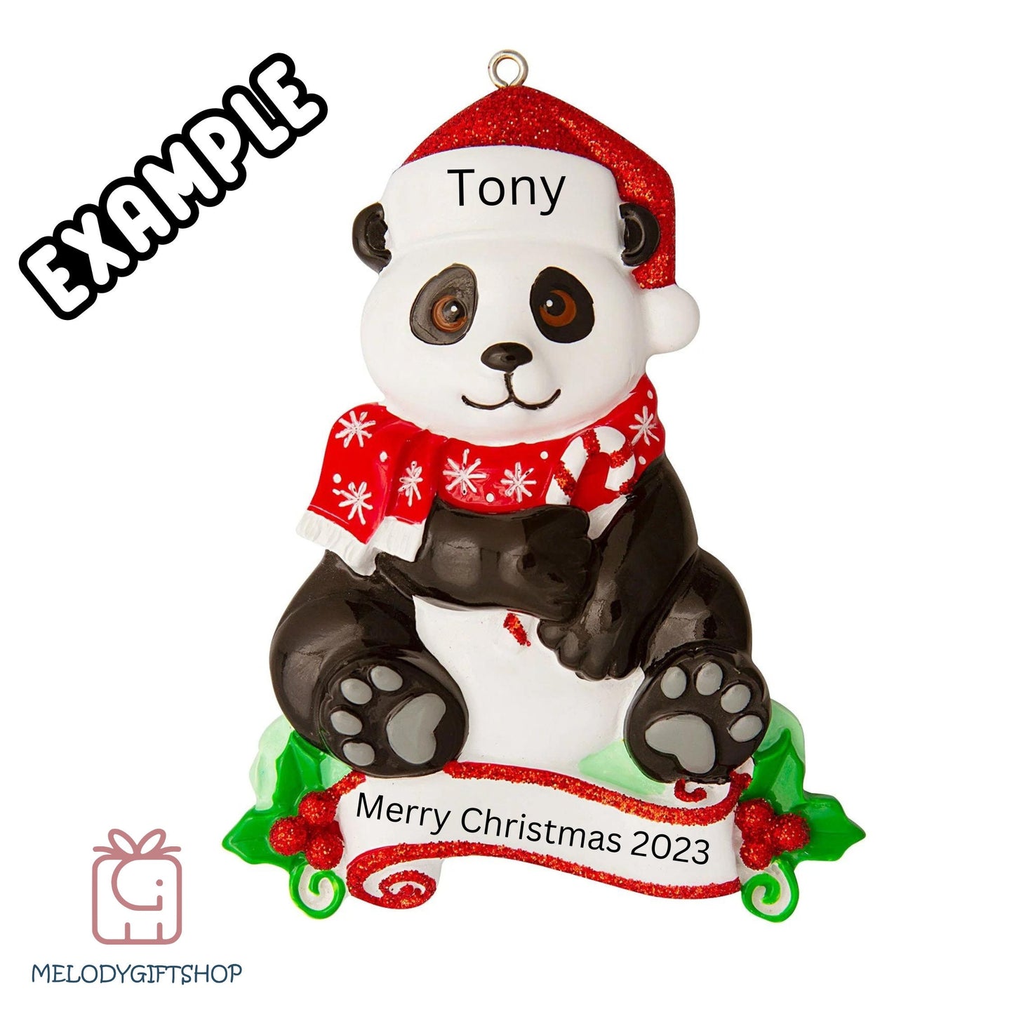 Personalized Panda Kids Christmas Ornament