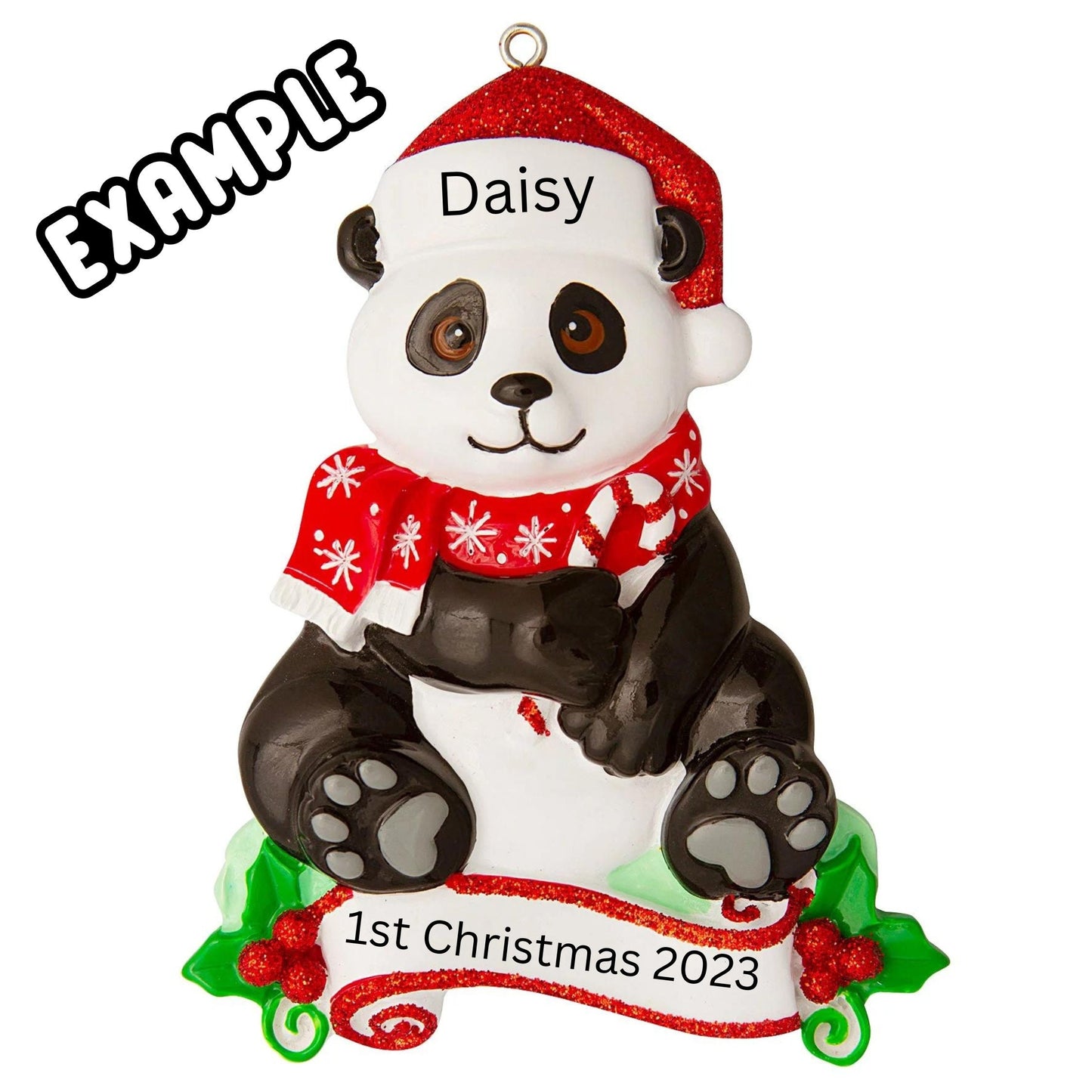 Personalized Panda Kids Christmas Ornament