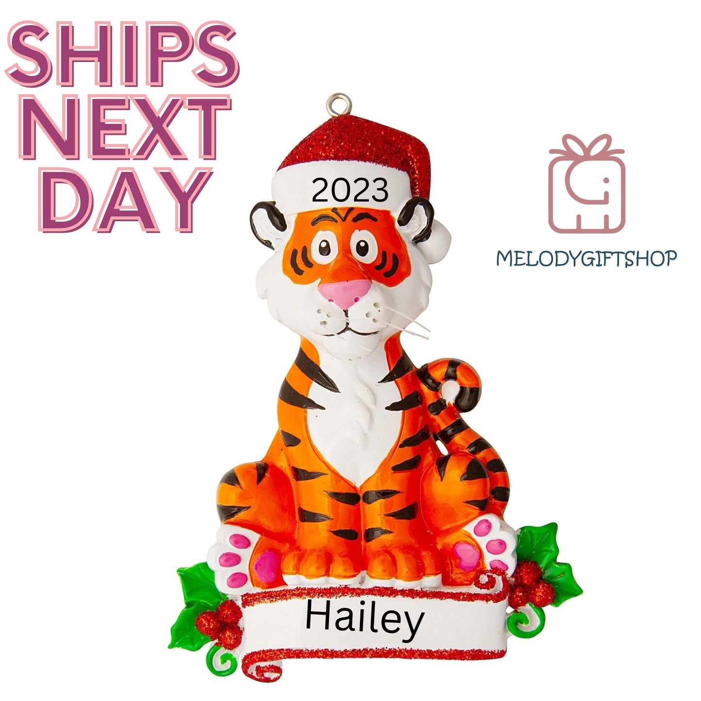Personalized Tiger Kids Christmas Ornament