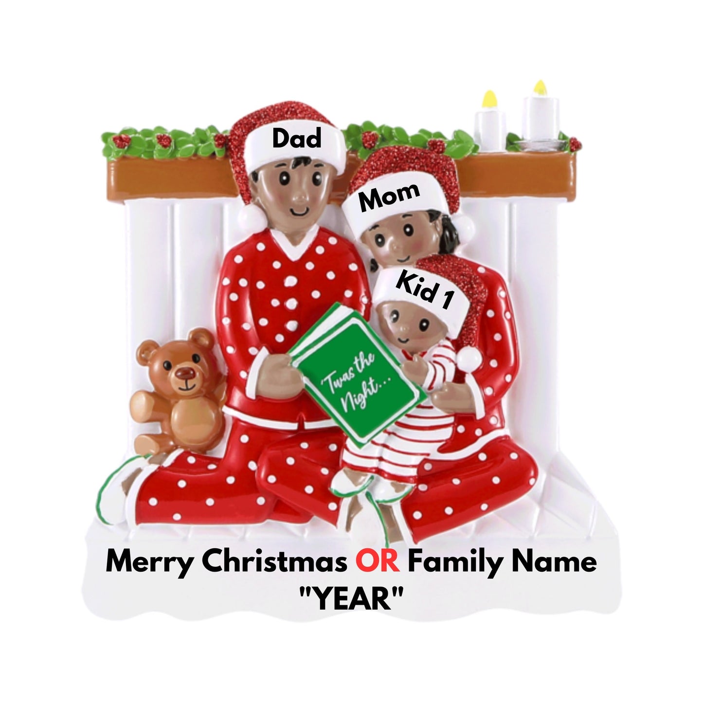 African American Christmas Family Ornaments 2024 - Family Christmas Ornament Personalized 2023 - Ornament for Christmas Family of 2 3 4 5 6