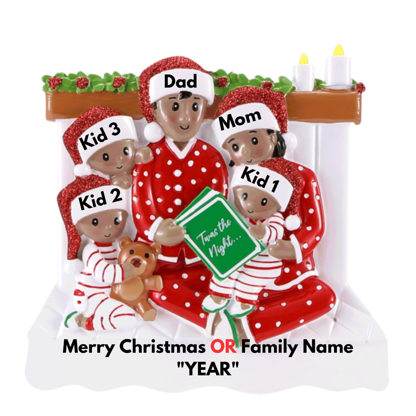 African American Christmas Family Ornaments 2024 - Family Christmas Ornament Personalized 2023 - Ornament for Christmas Family of 2 3 4 5 6