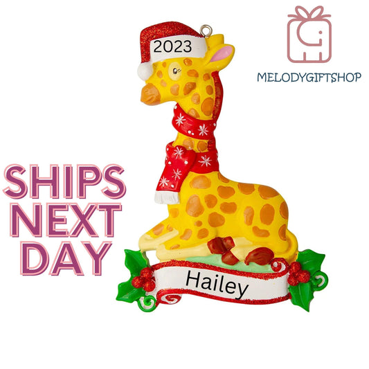Giraffe Personalize Christmas Ornament
