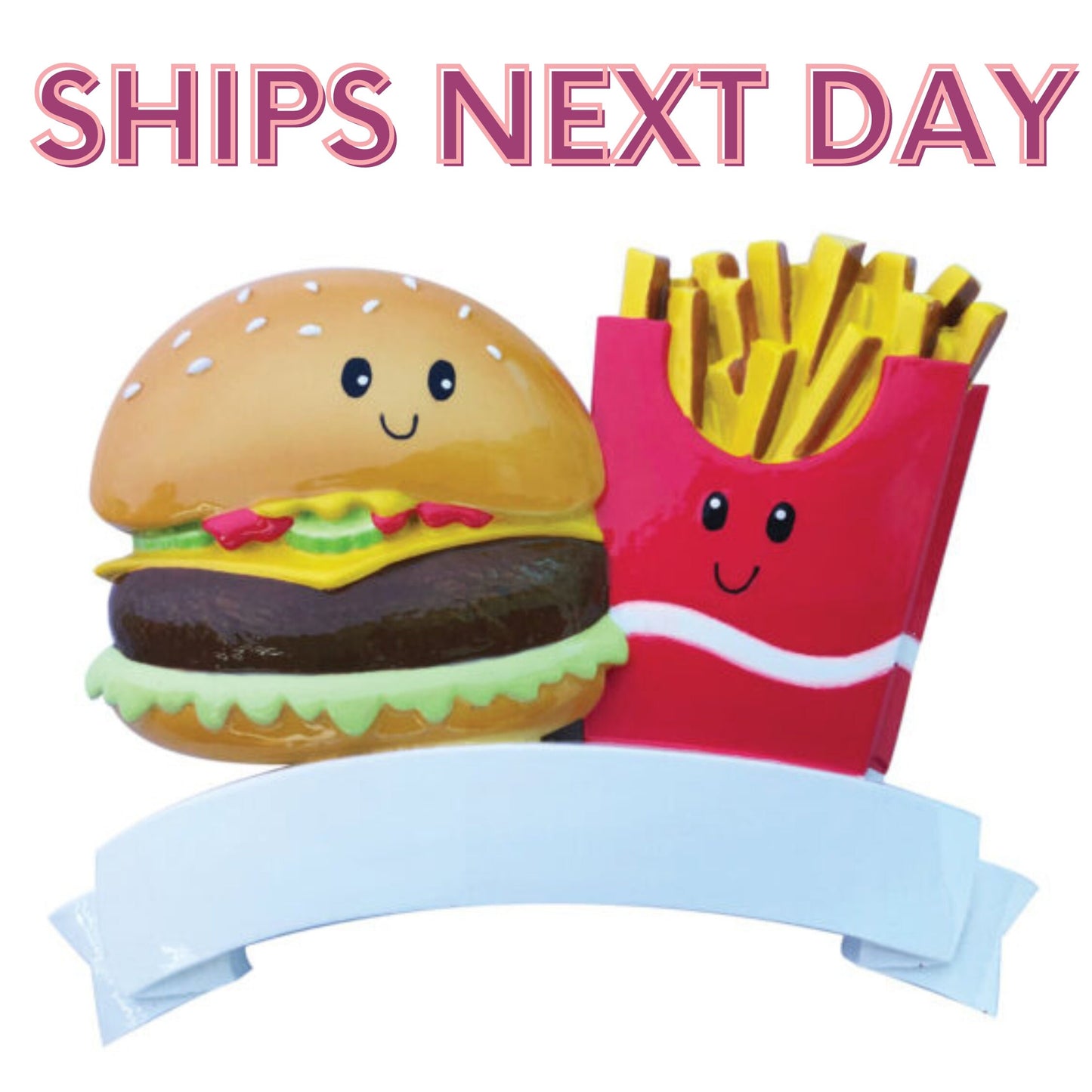 Personalized Couples Christmas Ornament Burger & Fries  ,Best Friends Ornament,Personalized Christmas Ornament,Personalized Couple Ornament