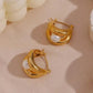 Vintage Pearl Earrings Gold Plated Pearl Jewelry Pearl Hoop Earrings Pearl Huggie Hoops Dangle Earrings with Pearls Bridesmaid Earrings
