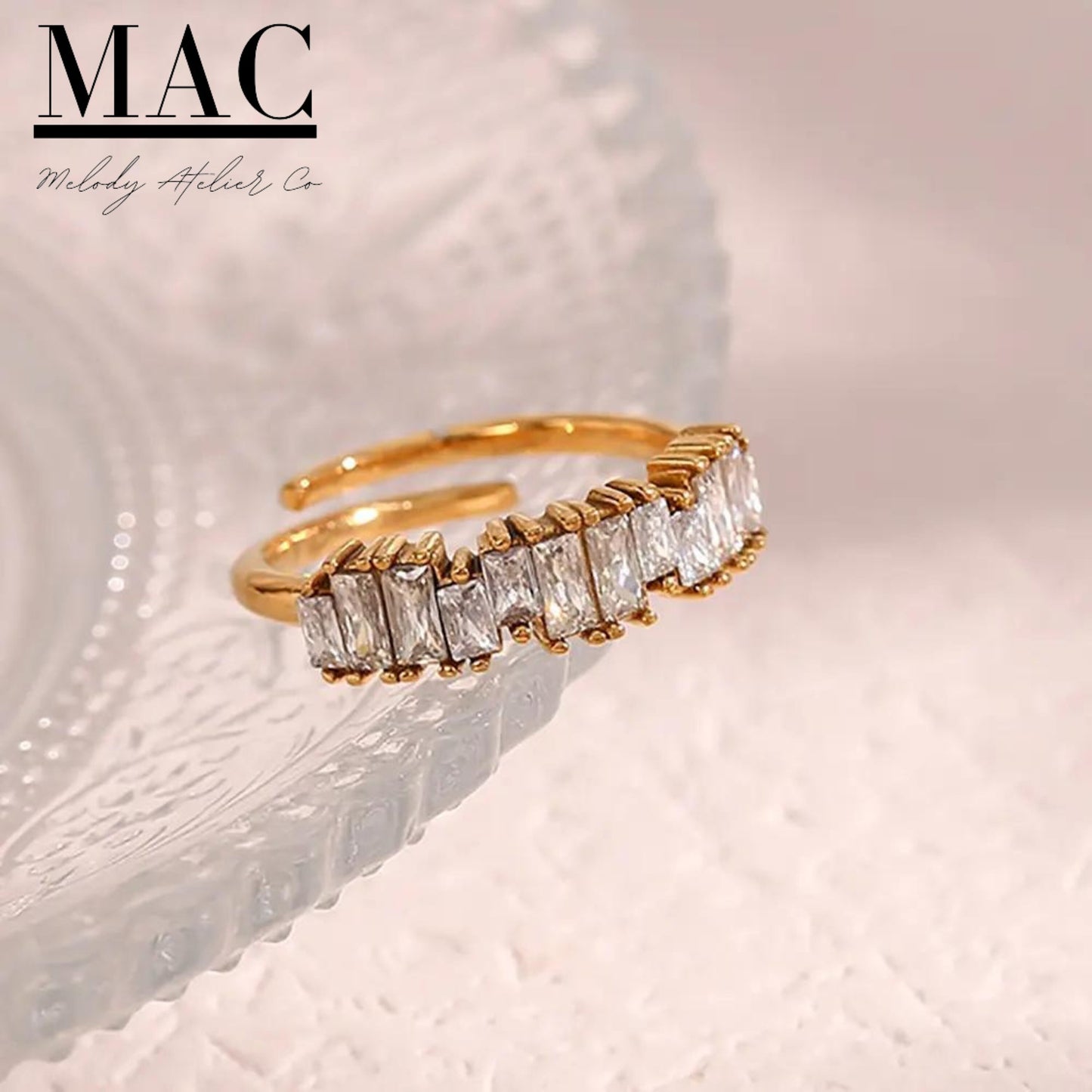 Eternity Band Rings GOLD FILLED Waterproof Adjustable Zircon Rings,Baguette Ring,Gemstone Ring,Gemstone Statement Rings