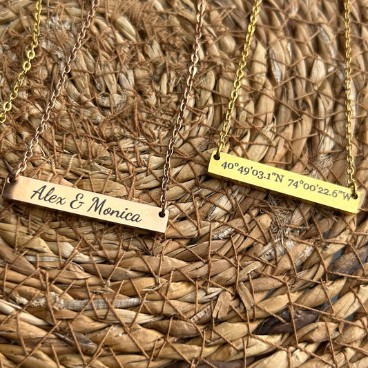 Monogram & Name Necklaces,Custom Necklace,Engraved Custom Bar Necklace for Women, Valentines day,Personalized Gifts for Her