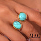 Turquoise Gemstone Ring,Turquoise Ring,Exaggerated Natural Stone Open Ring Turquoise Gemstone Rings Women Waterproof Jewelry,Vintage ring