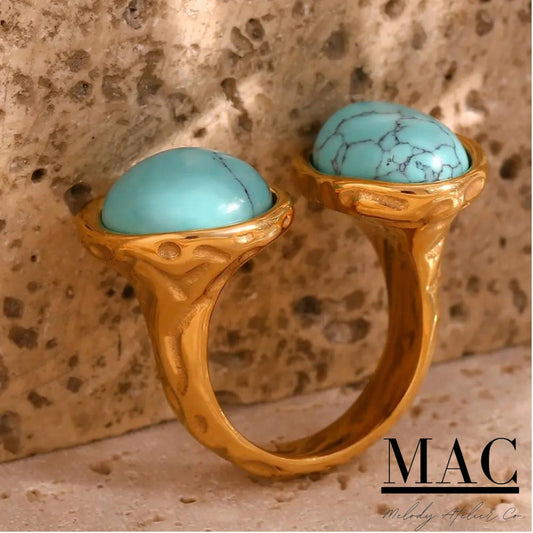 Turquoise Gemstone Ring,Turquoise Ring,Exaggerated Natural Stone Open Ring Turquoise Gemstone Rings Women Waterproof Jewelry,Vintage ring