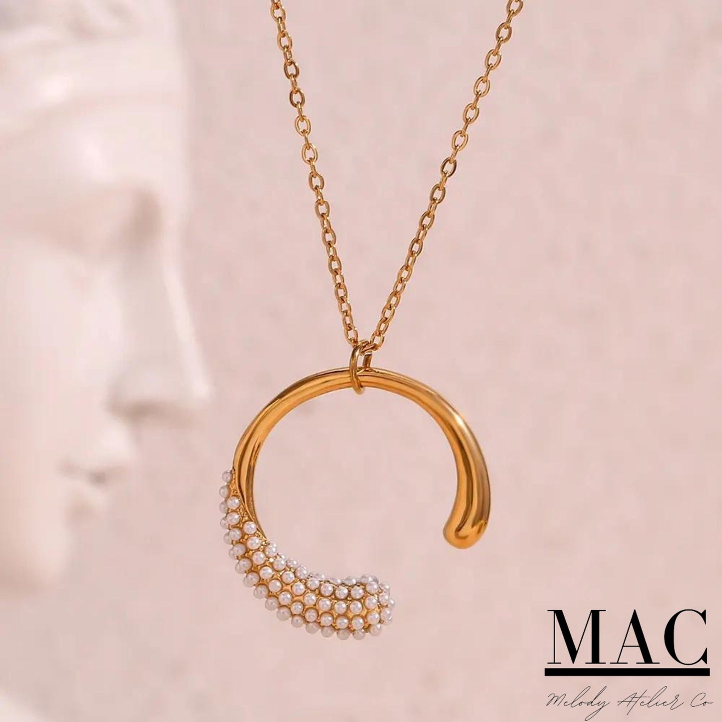 Pearl Moon Necklace,Minimalist Pearl Necklace,Gold necklace, pearl necklace,Bridesmaids Gifts,Sun Pendant Necklace with Mother of Pearl