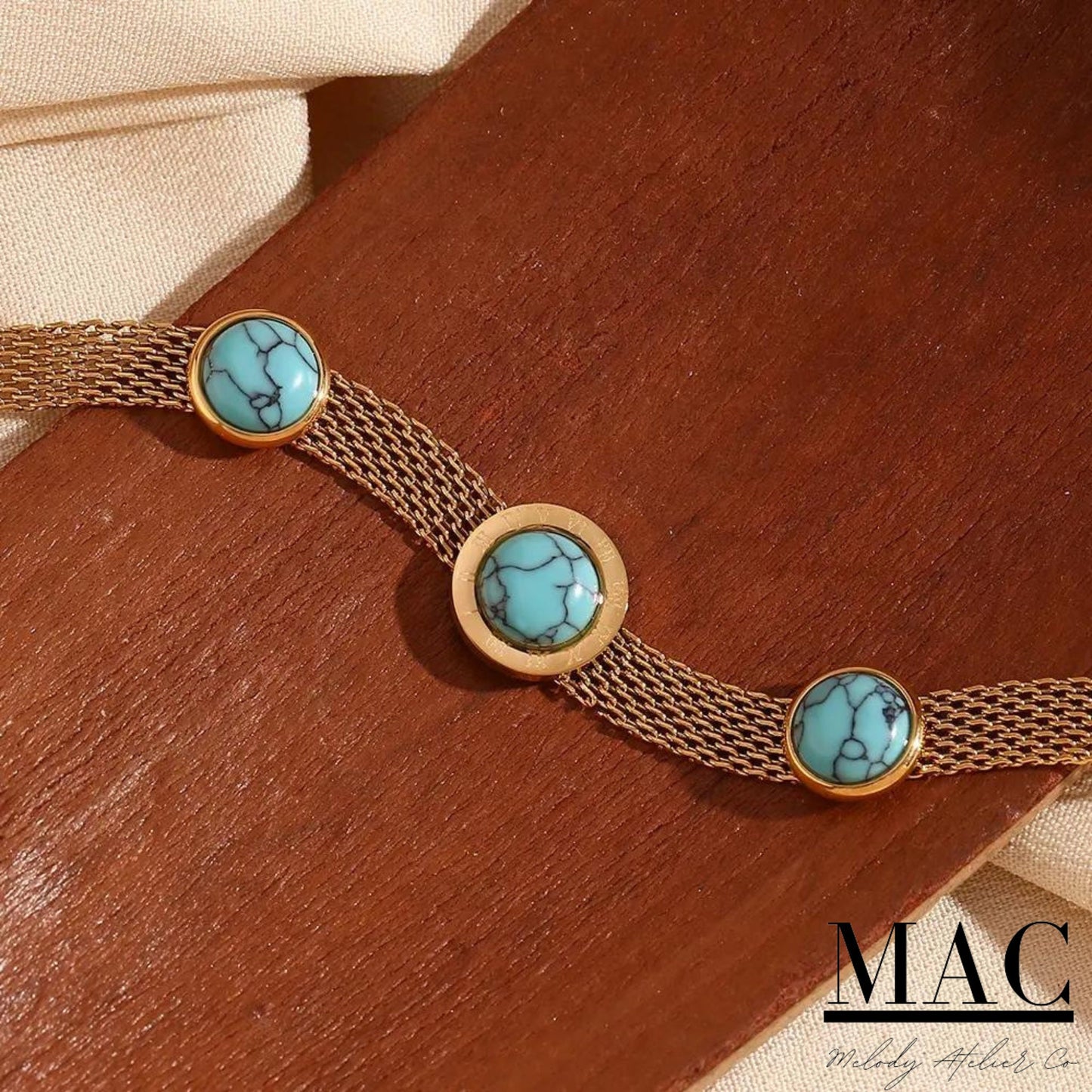 Turquoise Bracelet,Roman Numeral Round Turquoise Bracelet,Turquoise Jewelry,Natural Turquoise Stone Dainty Bracelet,Gift for Her
