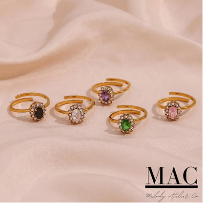 Flower Rings with stone,Gold Halo Flower Adjustable Ring dainty flower Ring Minimalist Ring Vintage Emerald Ring Minimalist Emerald Ring