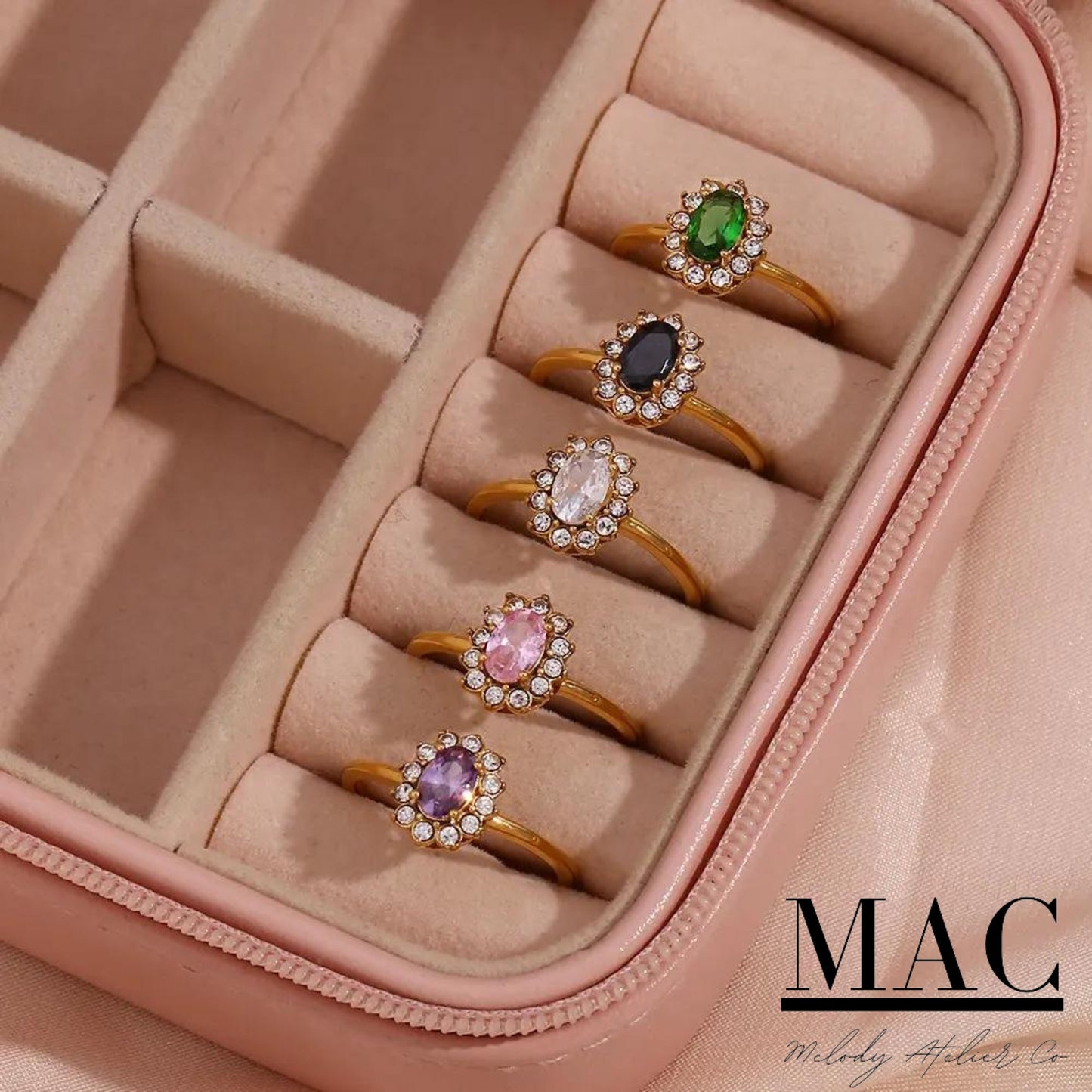 Flower Rings with stone,Gold Halo Flower Adjustable Ring dainty flower Ring Minimalist Ring Vintage Emerald Ring Minimalist Emerald Ring
