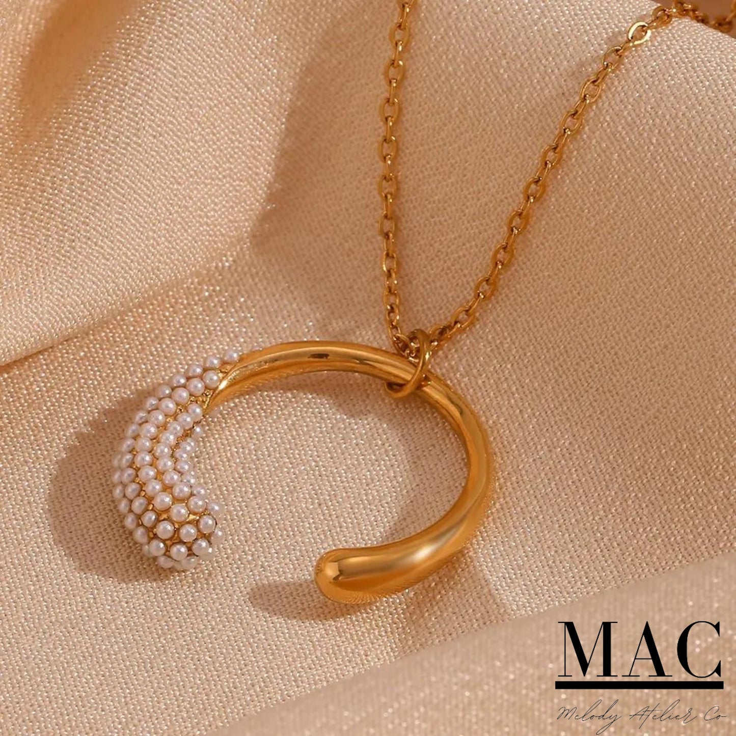 Pearl Moon Necklace,Minimalist Pearl Necklace,Gold necklace, pearl necklace,Bridesmaids Gifts,Sun Pendant Necklace with Mother of Pearl
