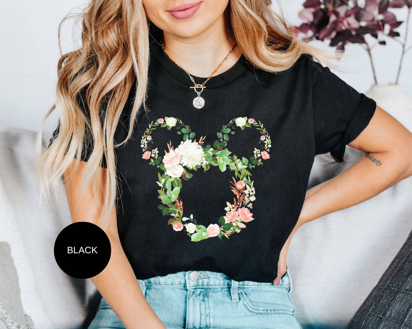 Women Floral Mickey,Disney Floral Shirt,Floral Disneyland Shirt,Disney Shirt For Women,Flower Disney Vacation Shirt,Disney Shirt