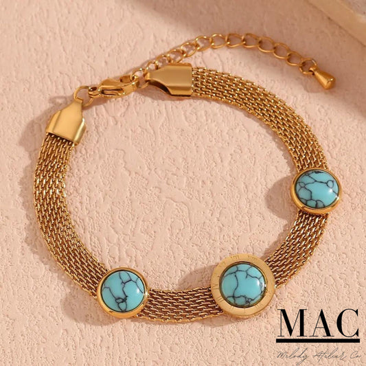 Turquoise Bracelet,Roman Numeral Round Turquoise Bracelet,Turquoise Jewelry,Natural Turquoise Stone Dainty Bracelet,Gift for Her